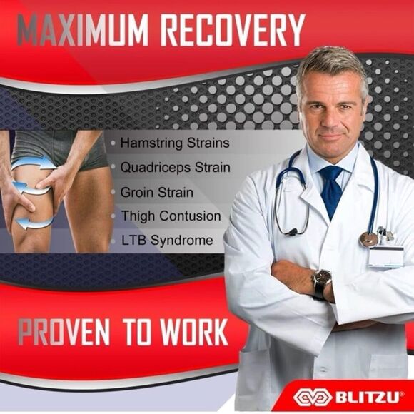 New BLITZU Thigh Compression Sleeves (Pair) Quad, Groin and Hamstring Support. U - Picture 5 of 10